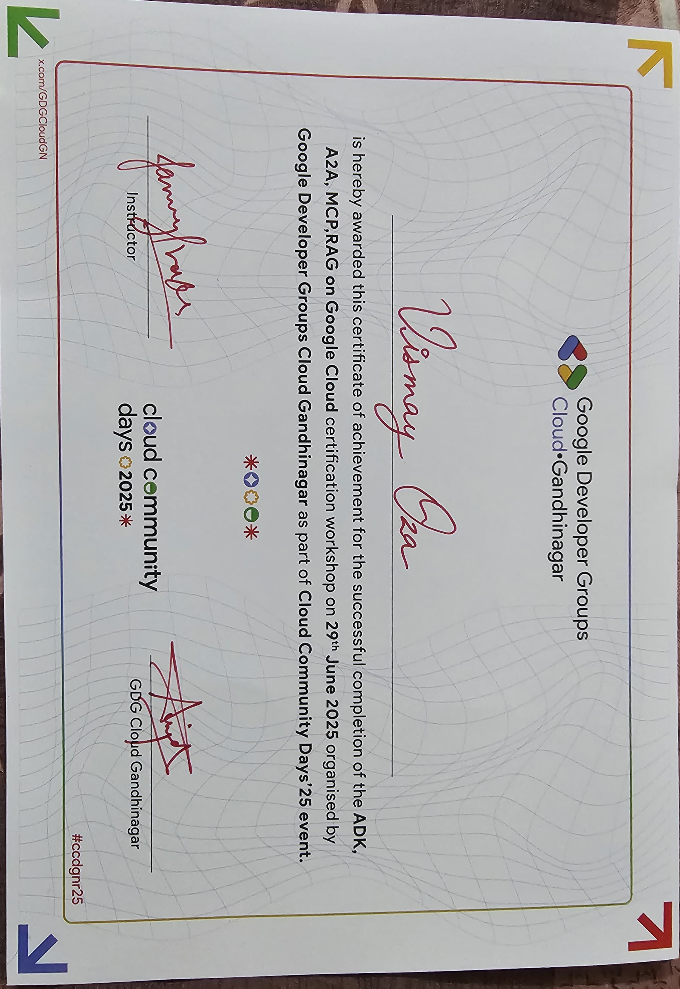 ADK, A2A, MCP & RAG on Google cloud, Google Developer Groups - Gandhinagar